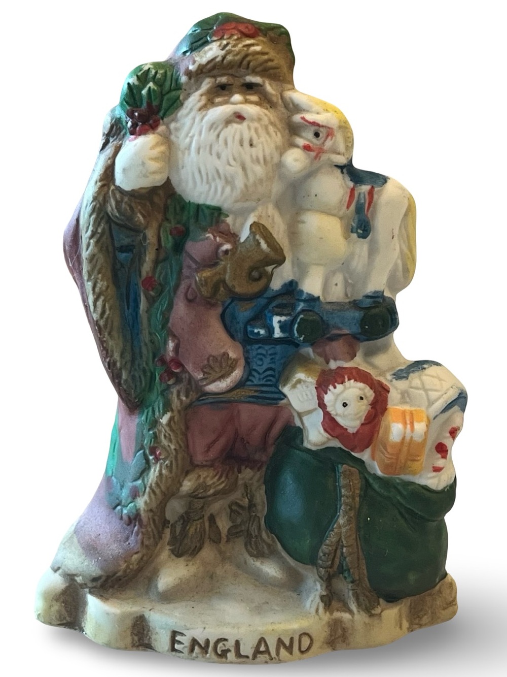 Vintage 90s Hand Painted Christmas Porcelain Figurine English Santa